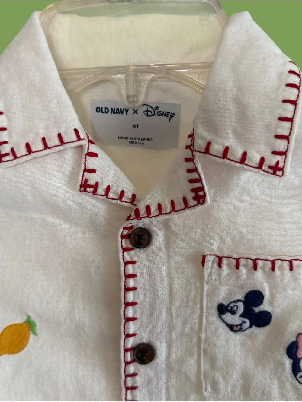 Old Navy x Disney Mickey Mouse Short Sleeve Linen-Blend Shirt 4T